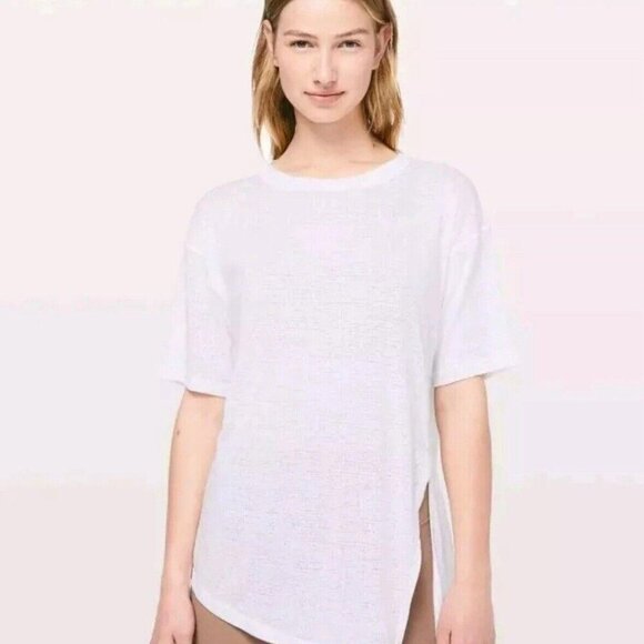 Lululemon Sneak Out Short Sleeve Tee Pink Antoinette Asymmetric‎ Hem Large 6/8? - Picture 1 of 8